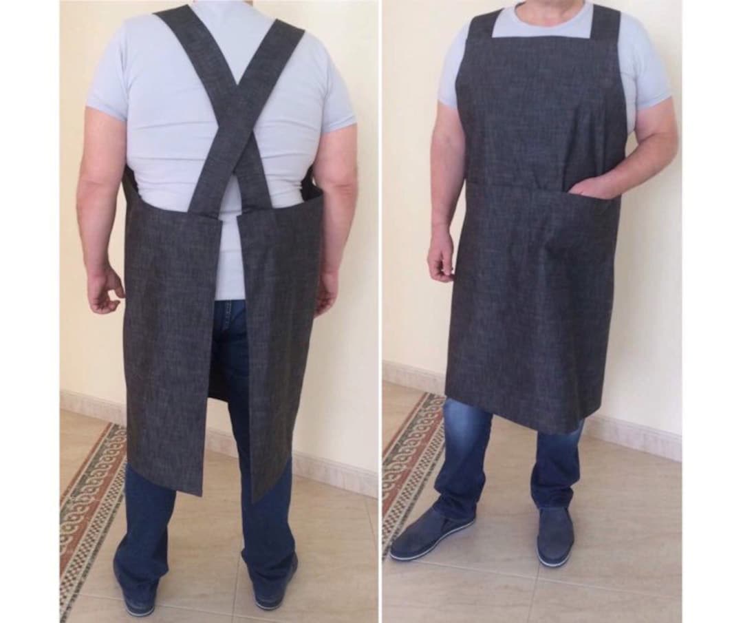 3XL to 5XL Denim Men's Apron Jeans Apron No Ties Apron PLUS Size