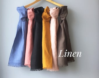 3"-4" Skinny Linen neck scarf Natural linen Grey scarf