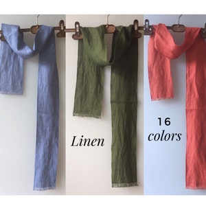 Men's Linen scarf Thin Natural Linen Neck Scarf image 10