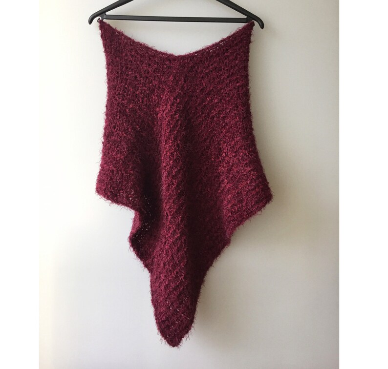 Knit poncho Wool poncho Hand Knitted shawl Purple dress cover up Boho Women knit cape