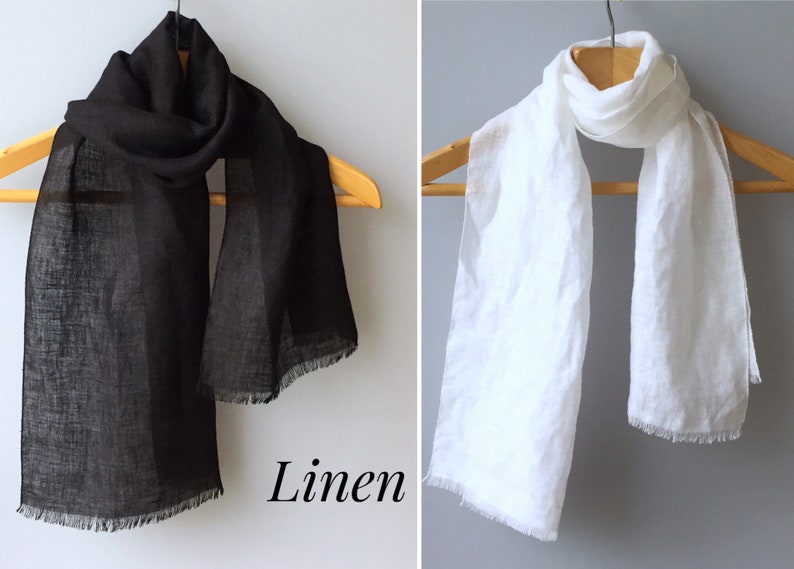 Small Lightweight Linen Scarf Natural Scarves Etsy
