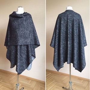 Heavy weight Wool Shawl winter Grey Ruana Shawl Wrap