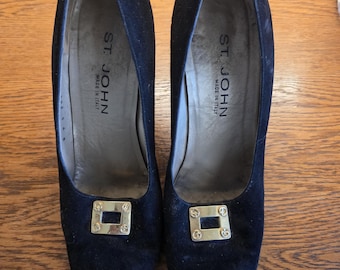 St. John Suede Buckle Pumps - vintage from 1990's