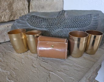 Vintage Hickok Kangaroo Carriage Leather Case w/4 Cups