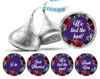 Wedding Floral Stickers, Party Favor Gift, DIY Label, Hershey's Kisses Chocolate Labels, Wrapper Favors Sticker, Round Candy Label PDS-KS142