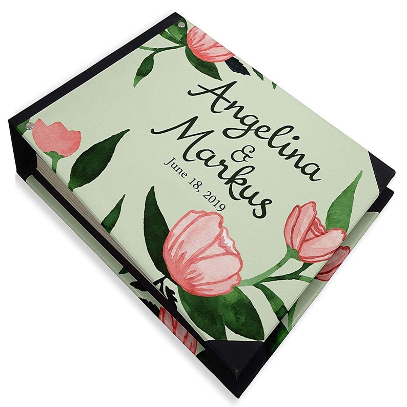 Green Floral /& Leaves guest book Anniversary Party Guest Book PDSPGB-41A Bride and Groom wedding guestbook Hardbound Cover Printed
