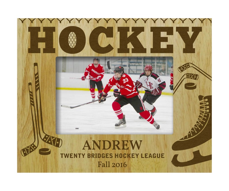Personalized Hockey Picture Frame Wooden Custom Frame Rustic Etsy