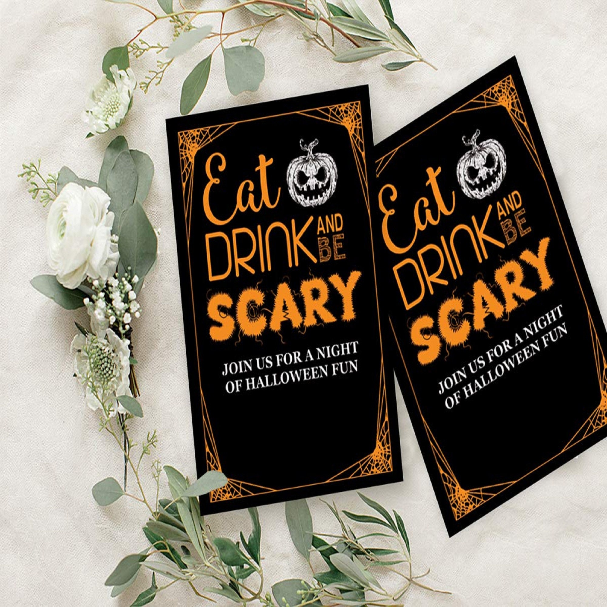 Halloween Horror Theme Invitation Card Black Invitation Card | Etsy