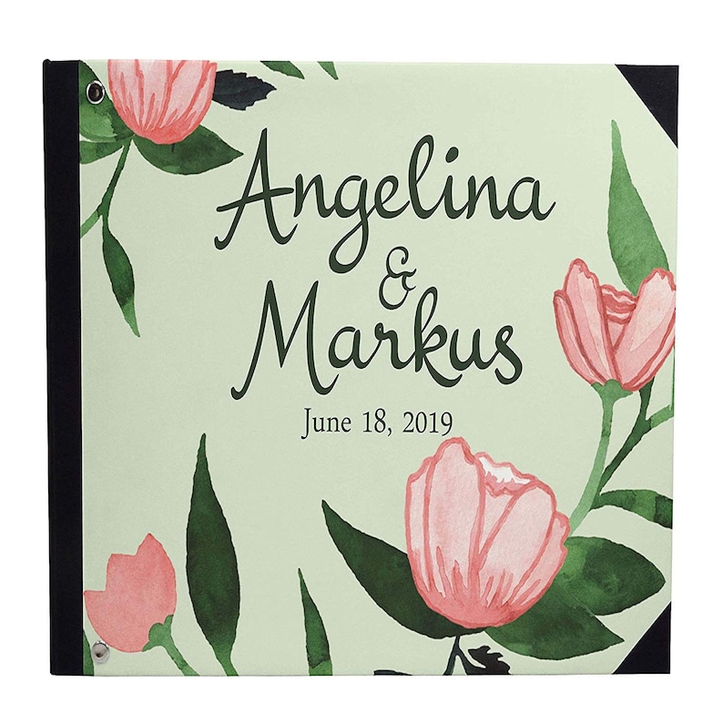 Green Floral /& Leaves guest book Anniversary Party Guest Book PDSPGB-41A Bride and Groom wedding guestbook Hardbound Cover Printed