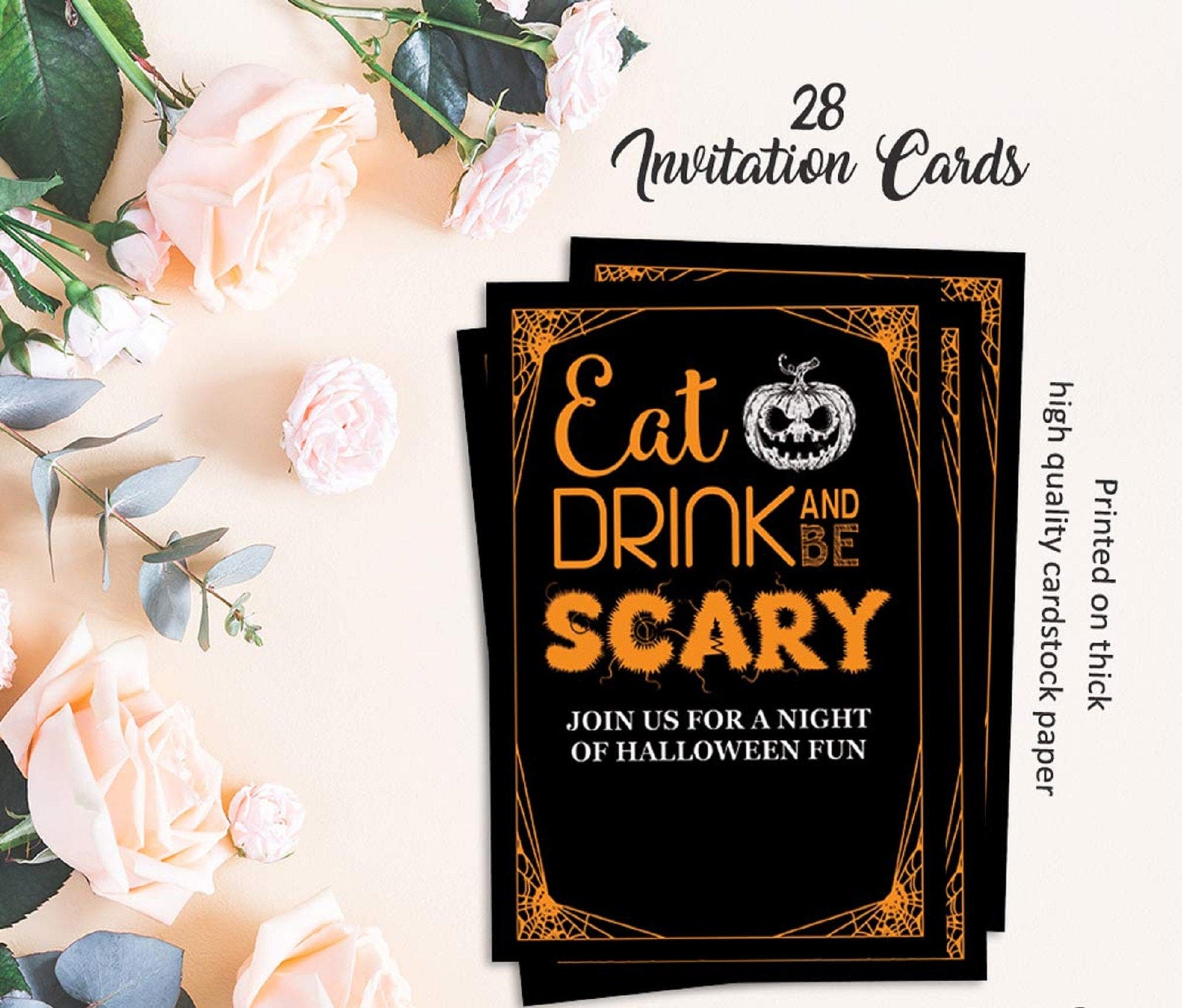 Halloween Horror Theme Invitation Card Black Invitation Card | Etsy