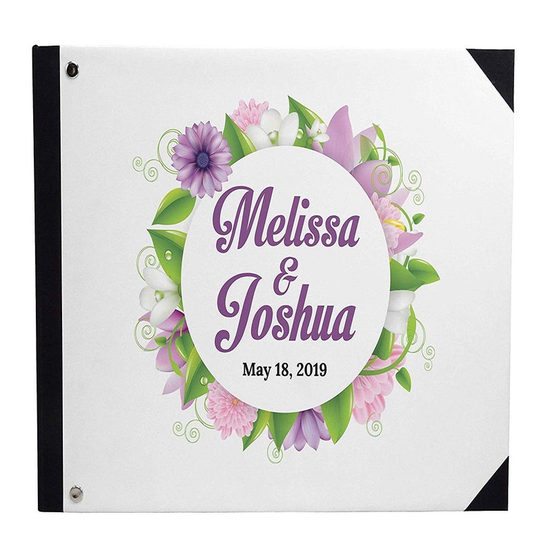 Floral Wreath Printed Guestbook Personalized Bride and Groom guestbook Anniversary Party Guest Book Hardbound Cover Printed PDSPGB-6A