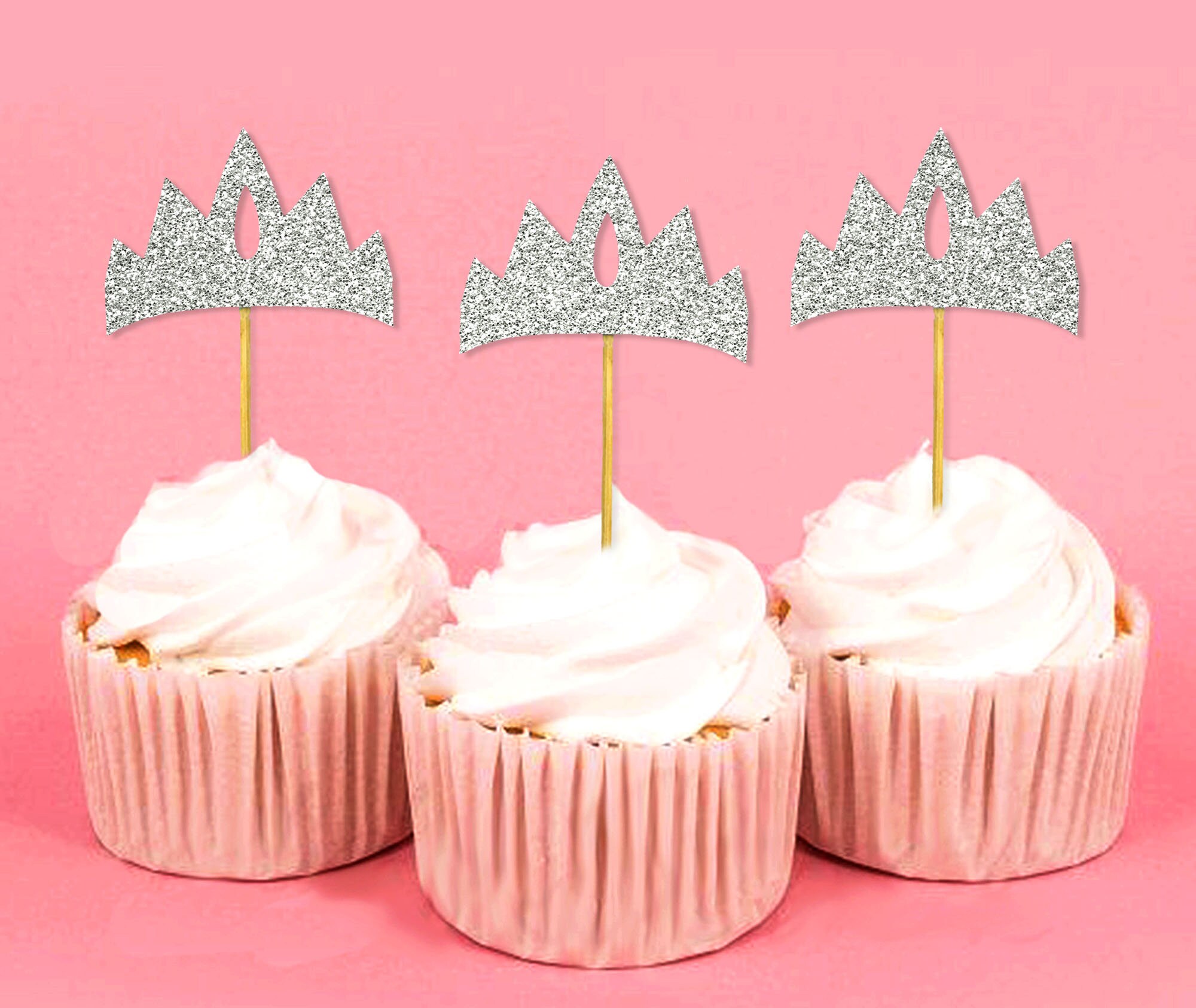 Crown Shape Cupcake Toppers Dessert Decorations Tiara Etsy