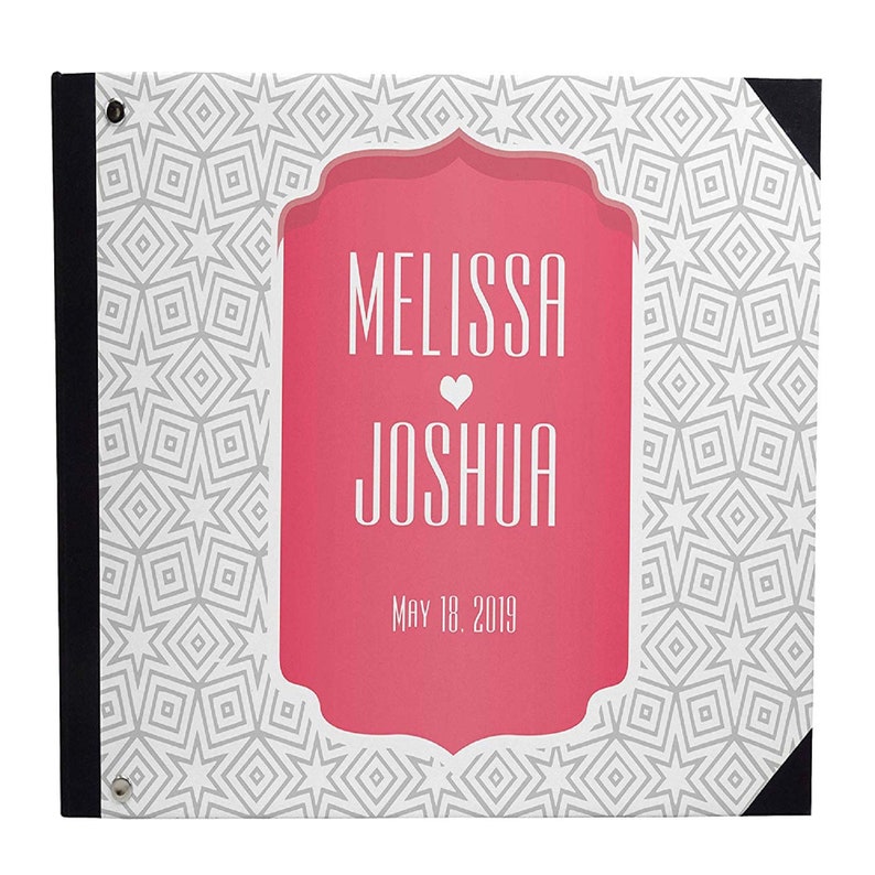 Bride /& Groom Guest Book Gift Idea Geometric Shapes Wedding Guestbook PDSPGB-79A White Personalized Guestbook Wedding Guest Book