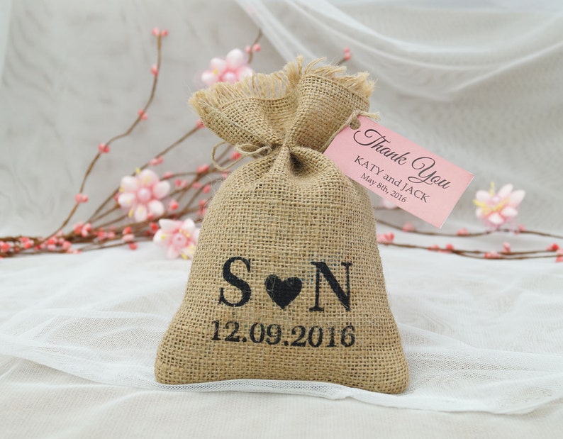 Bolso de yute de boda rústica bolsas de favor de la boda ...
