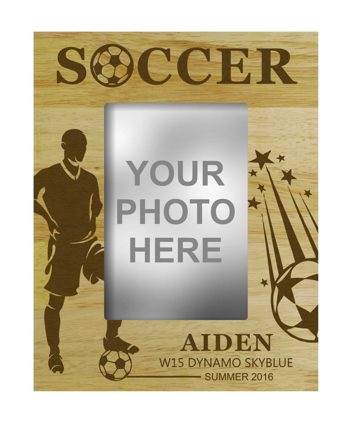 Custom Soccer Picture Frame Wooden Personalized Frame Rustic Etsy