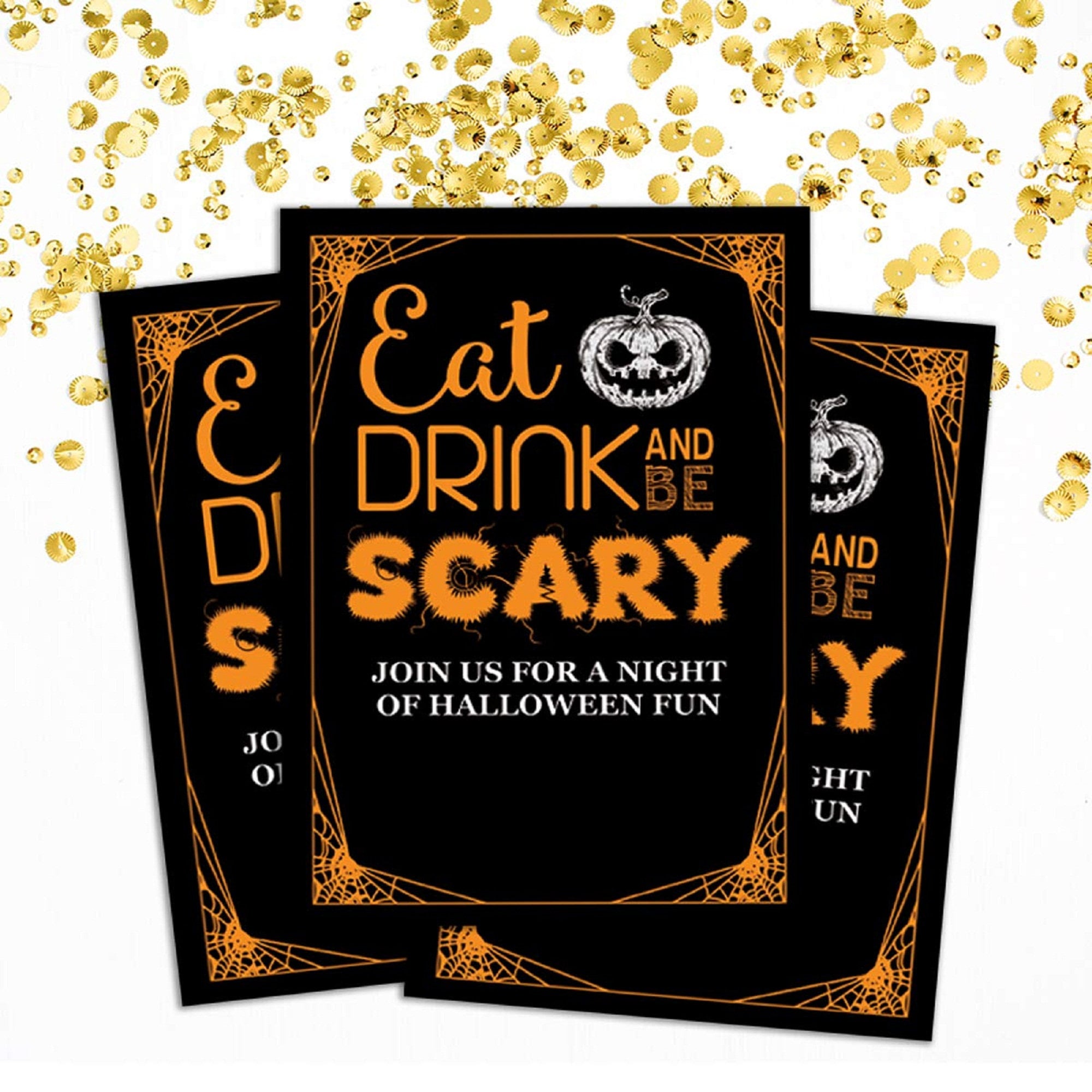 Halloween Horror Theme Invitation Card Black Invitation Card | Etsy