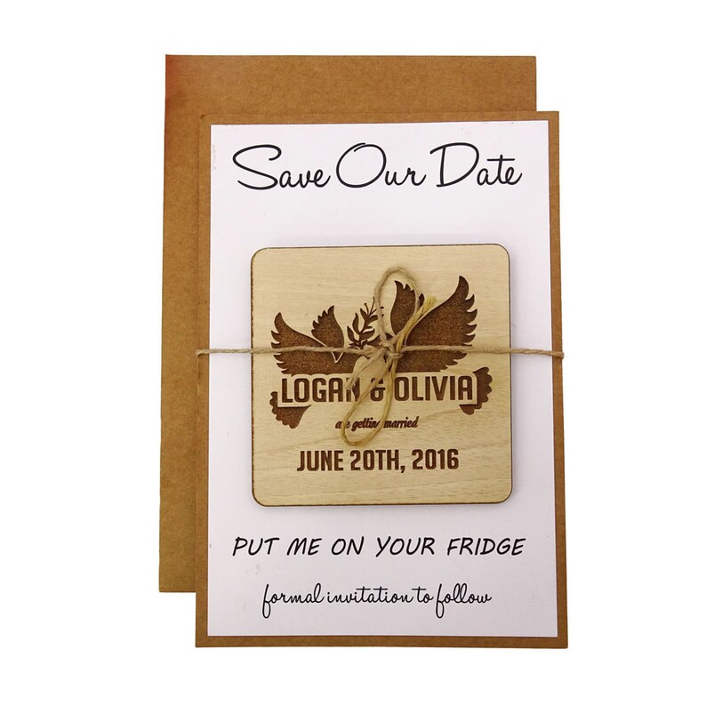 20 Custom Magnets MG57 Wooden Save the date Magnet Rustic Save the Date Magnet Wood Custom Engraved Wood Magnets Rustic Save The Dates