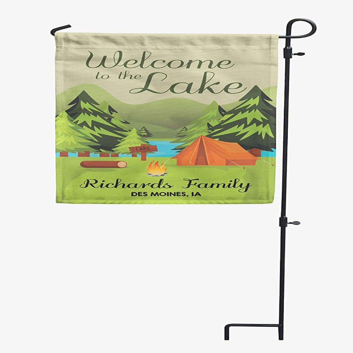 Welcome to the Lake Outdoor Camping Flag Personalized Camping | Etsy