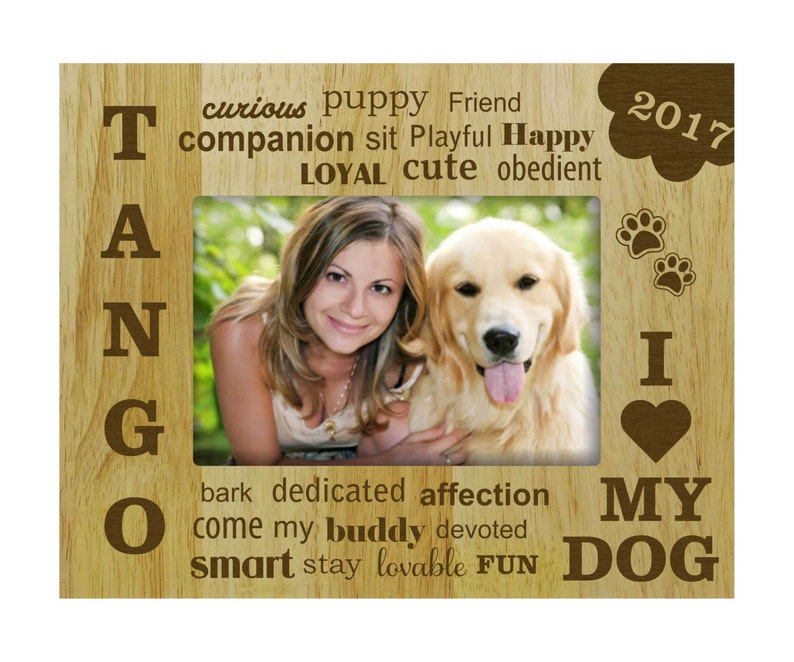Wood Engraved Picture Frame Rustic Frames Personalized Dog Wooden Custom Pet Memorial Gift 4x6 5x7 Pwf23