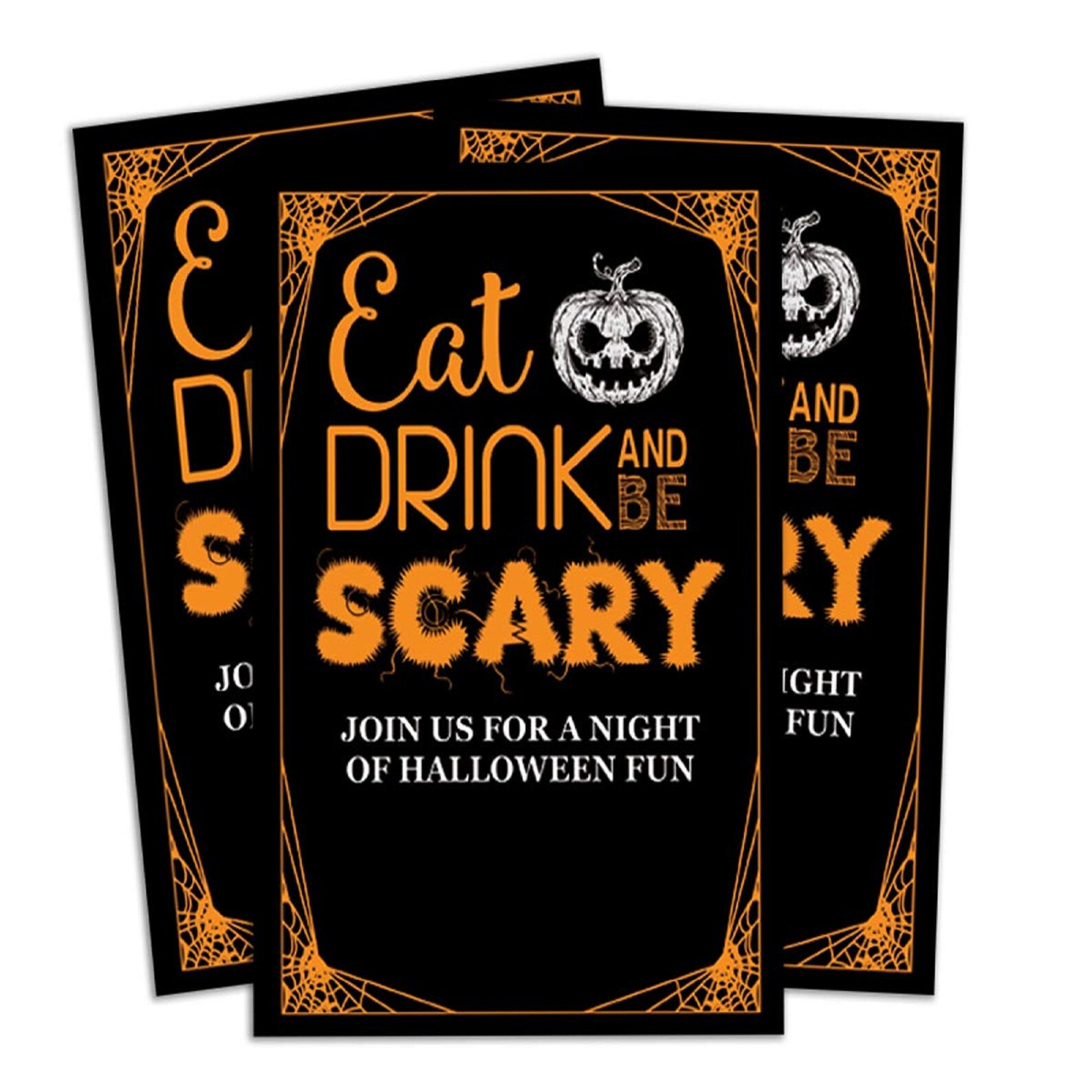 Halloween Horror Theme Invitation Card Black Invitation Card | Etsy