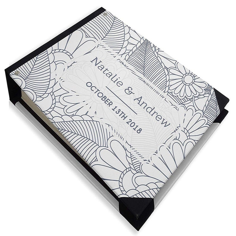 Guest Registry Guestbook White Floral Printed Guestbook Guest Sign-in Book PDSPGB-186A Wedding Guestbook With Your Personalized Details