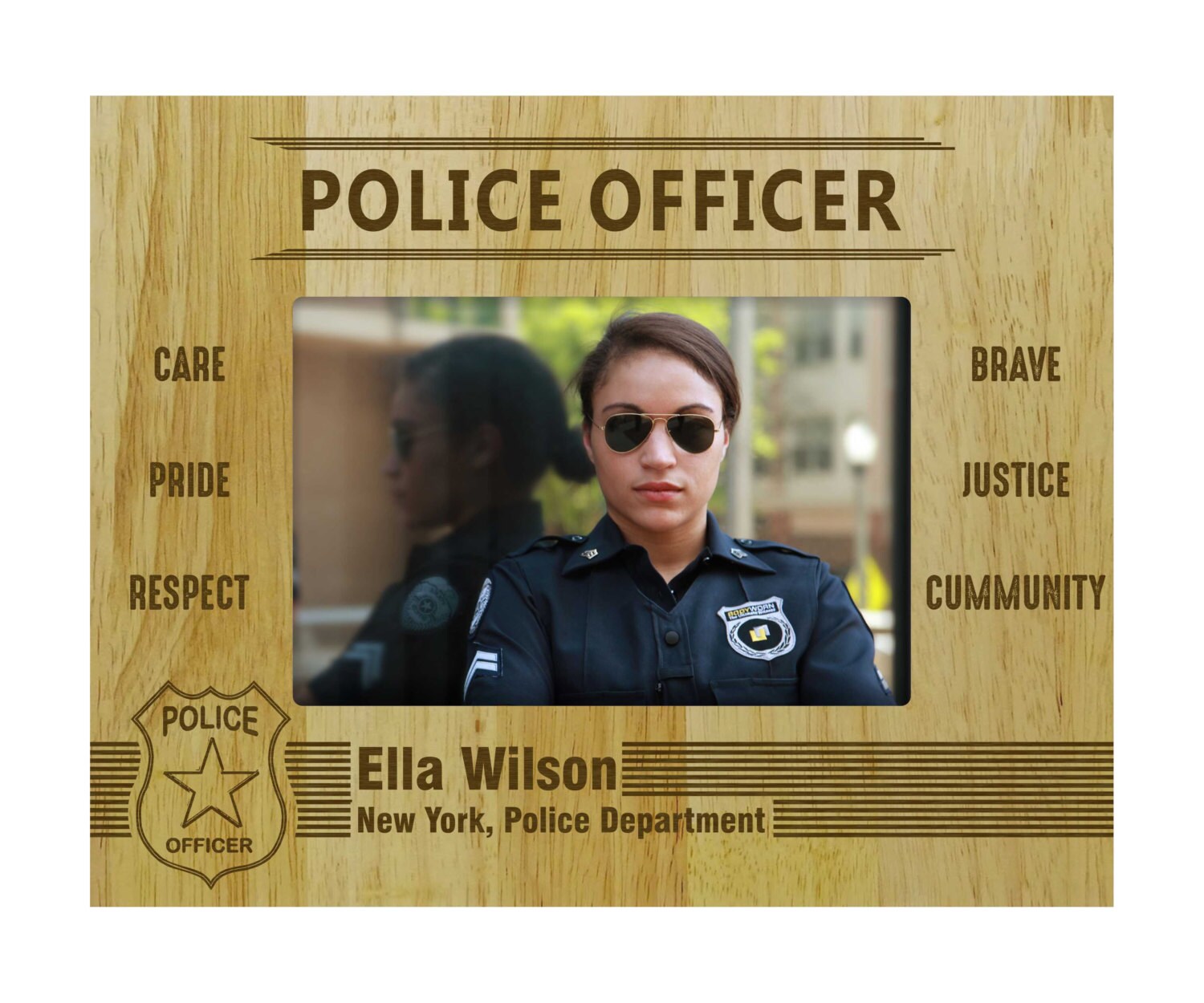 Personalized Police Officer Frames Wood Engraved Picture Etsy