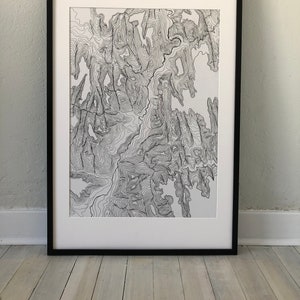 Carte de Zion National Park Art Print, Carte topographique de Sion, dessinée à la main, 24x36 pouces