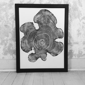 Ohio Tree print, Tree ring print, Woodcut print, Tree ring print, Handmade print, Tree stamp, Tree ring art, Nature inspired art, Woodblock