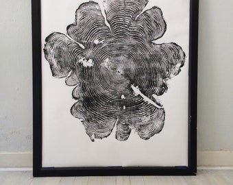 Western Red Cedar Tree Ring Art Print: Oregon Coast Woodcut (36x48 inches)