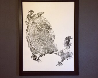 流木年輪プリント：キャノンビーチ・オレゴン・コースト・アート