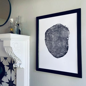Connecticut tree print, Yale Campus, Tree ring print from Ash, Original Woodblock printed by hand from a Real Ash tree.