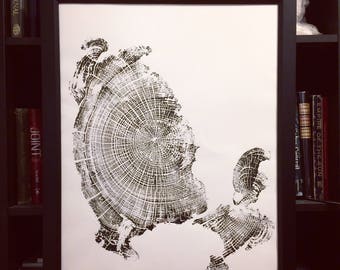 流木年輪プリント：キャノンビーチ・オレゴン・コースト・アート