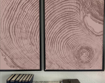 Desert Color art, Los Angeles California Tree Ring print. Set of three 24x36 inch prints. From Los Angeles National Forest, Huge wall art
