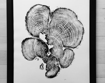 Grand Canyon Cedar Tree Ring Woodblock Print: Rustic Wall Art