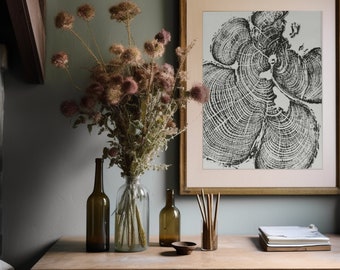 Grand Canyon Tree Ring Art Print: Handmade Woodcut, Southwest Decor