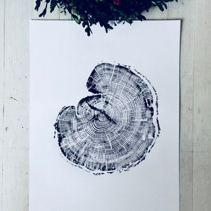 Huntsville, UT, Woodcut, Tree rings print, Tree slice, Woodblock art, Tree slice, Wood slice, Tree ring art print, Nature inspired, Linton