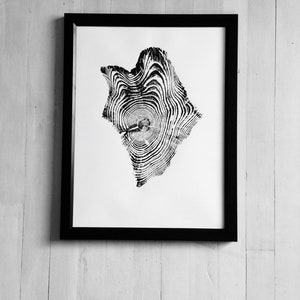 Wyoming art print, Yellowstone, Tree ring art Print, Woodcut Art, Tree ring art print, Real tree print, woodcut art, Yellowstone art