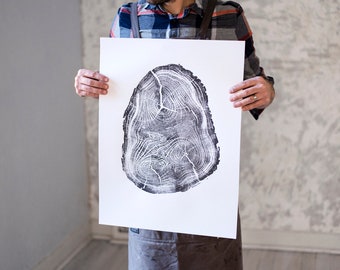 Locust Tree Ring Print: Handmade Woodcut, Utah Tree Anatomy (18x24)