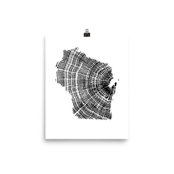 Wisconsin Poster Oak Tree Wisconsin Map Wisconsin Wall Art Etsy