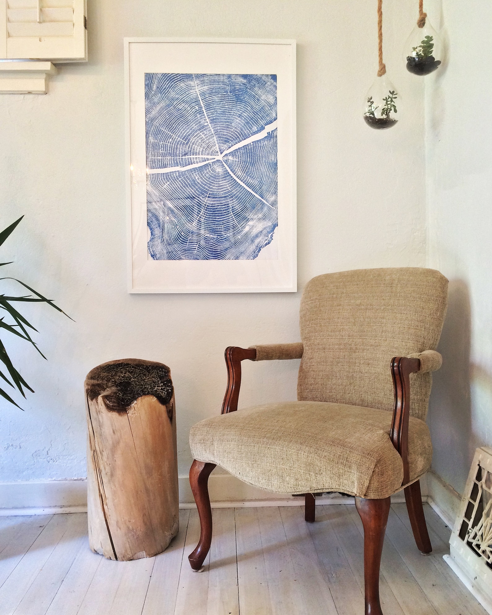 Blue Tree Stump Print. Original Woodblock Print Made From Etsy