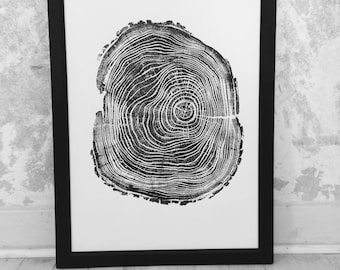 Utah art print, Locust Tree Trunk Art, Black Locust Tree, Real tree stump, tree ring art print, Woodcut print, Tree ring art print