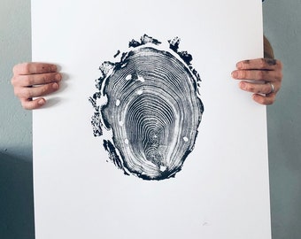 Walden Pond, Henry David Thoreau Tree ring print from Massachusetts, Locust tree art, Tree slice print, tree stump print