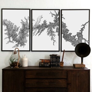 Grand Canyon Map, Three piece art, Triptych art, Grand Canyon topography, Oversized wall Art, Grand Canyon gifts, National Park gifts