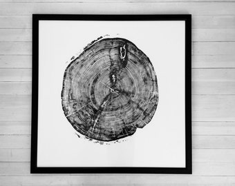 Sundance Canyon art, Large Tree Ring Art Print, Fifth anniversary Gift, Huge tree ring Art, woodcut Print, hand pressed