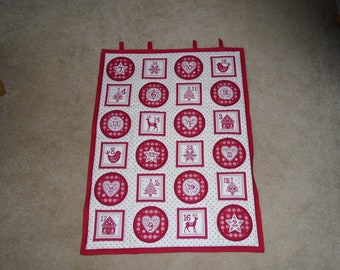 Scandi Handmade Quilted Advent Calendar / Holiday Countdown Calendar Reusable