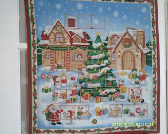 Santa's North Pole Christmas Village Advent Calendar, Holiday Countdown, Reuseable Quilted fabric Advent Calendar