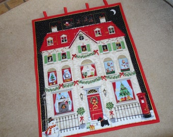 Quilted House Advent Calendar, Fabric Christmas Calendar,  Reusable Christmas Advent Calendar House Advent Calendar