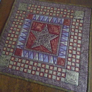 Quilted Table Topper, approx 17&quot; Square Christmas Table Topper, Quilted Table Runner, Star Candle Mat, Holiday Table Topper