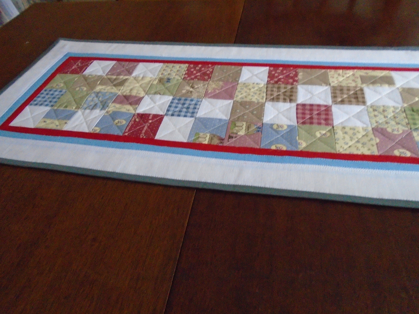 Quilted Table Runner, 32 X 13.25 Quilted Table Topper, Modern Table