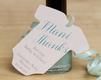 Mani Danke Baby Shower Favor Tags Bearbeitbare Digitaler Download | Baby Body Mitbringsel Tags